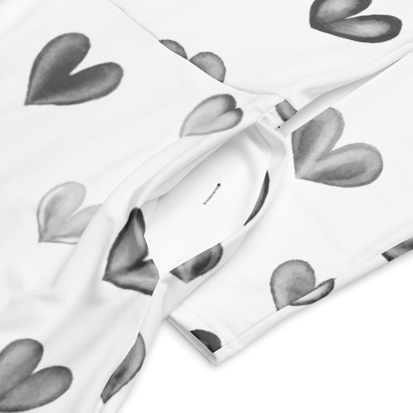 Seamless Heart Pattern Long Sleeve Midi Dress