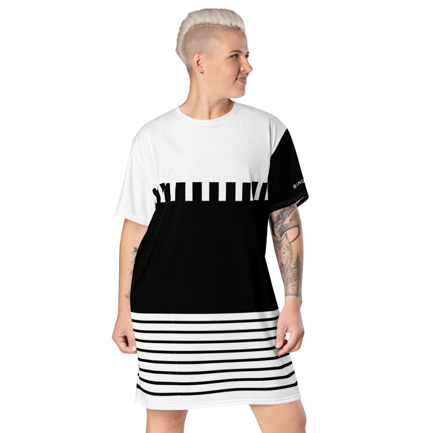 Line Pattern T-shirt Dress
