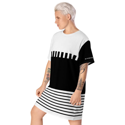 Line Pattern T-shirt Dress