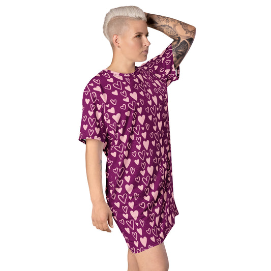 Love Pattern T-shirt Dress