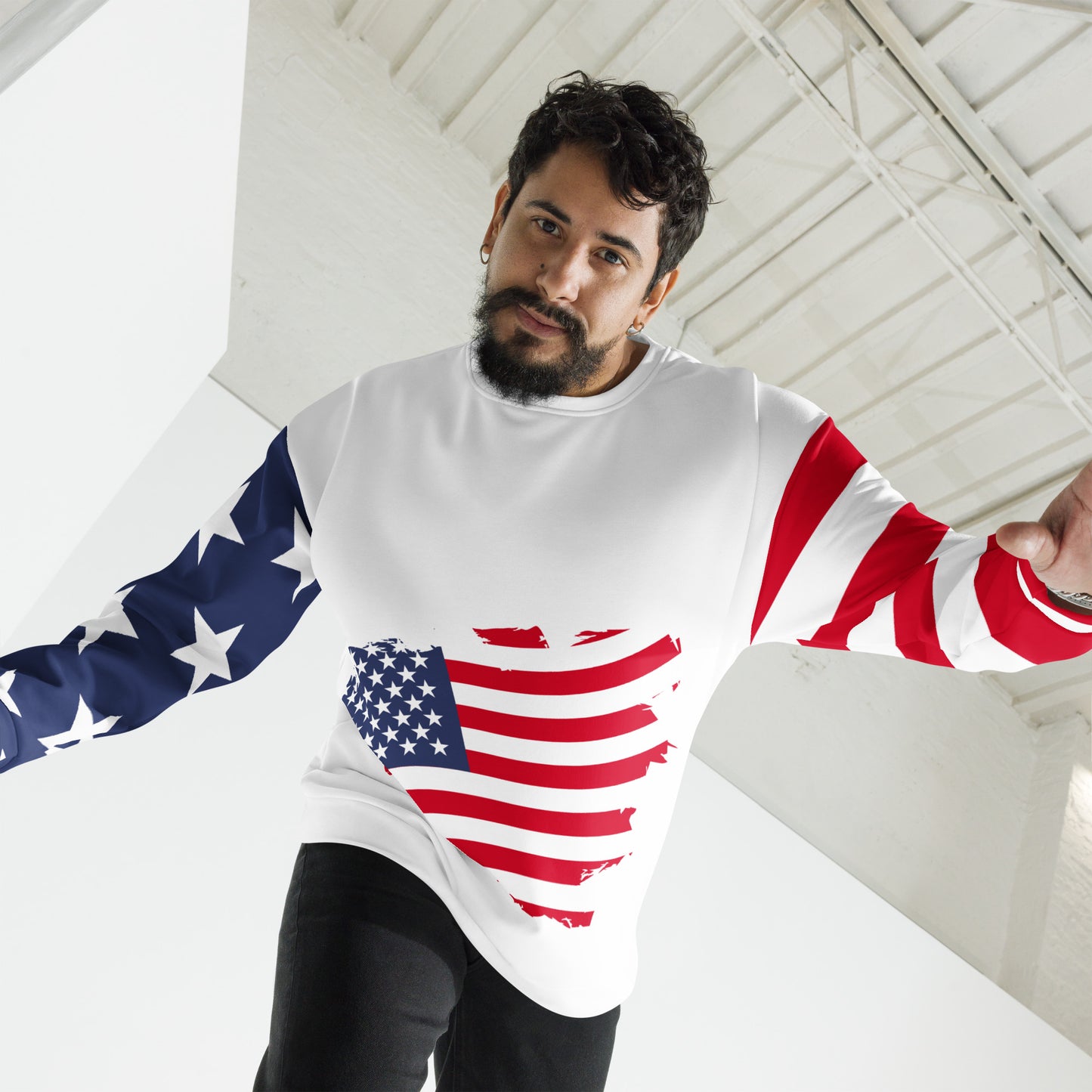 USA Flag Print Sweatshirt