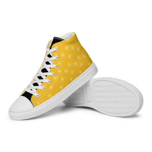 Yellow Abstract High Top Canvas Shoes