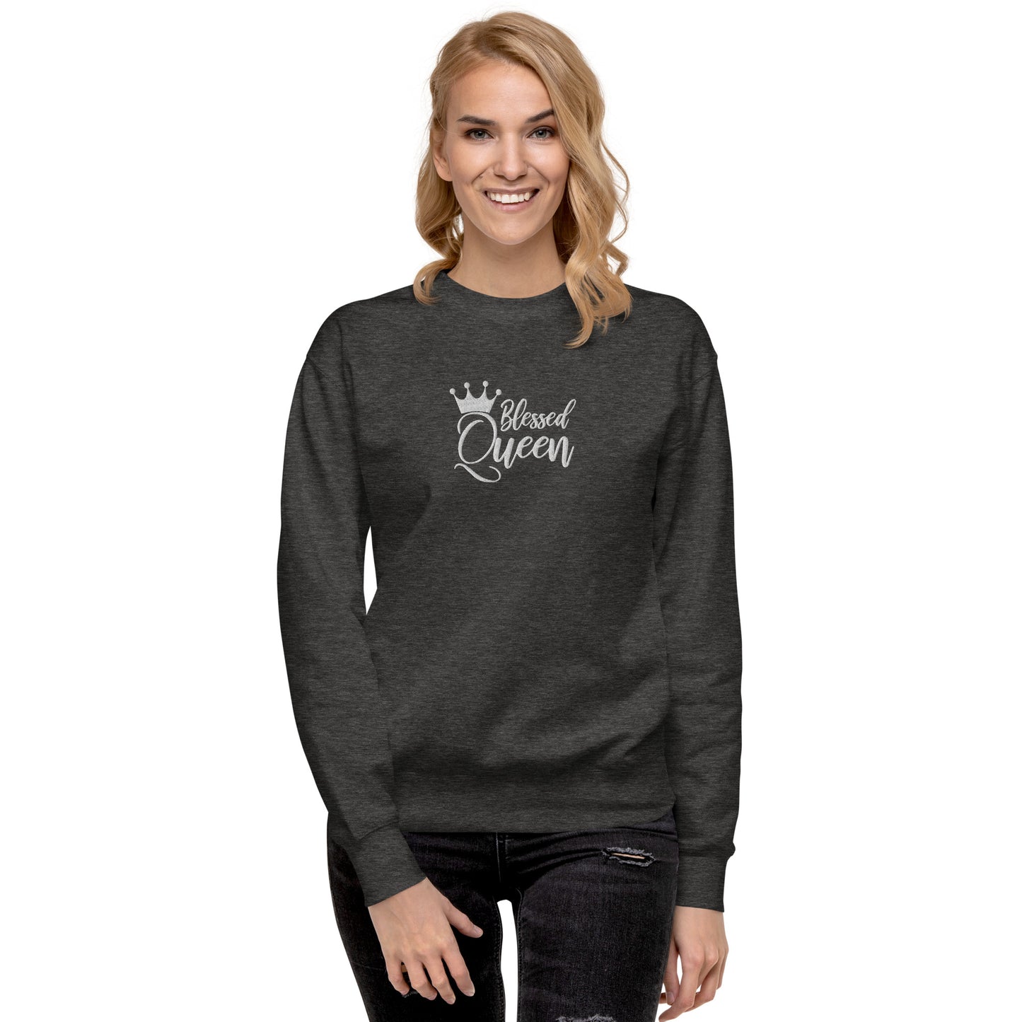 Blessed Queen Embroidered Sweatshirt