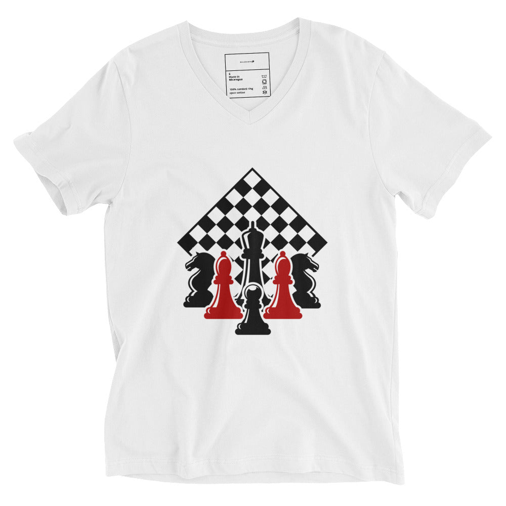 Chess Board Illustration Short Sleeve V-Neck Tee